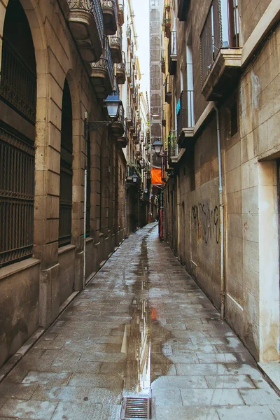 Hermosas Calles Antiguas Estrechas Barcelona Parte Del Casco Antiguo Increíble —  Fotos de Stock