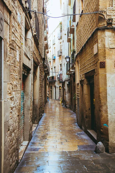 Mooie Smalle Oude Straatjes Van Barcelona Oude Stadsgedeelte Verbazingwekkende Architectuur — Stockfoto