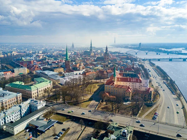Vackra Flygfoto Över Riga Staden Från Ovan Lettland — Stockfoto