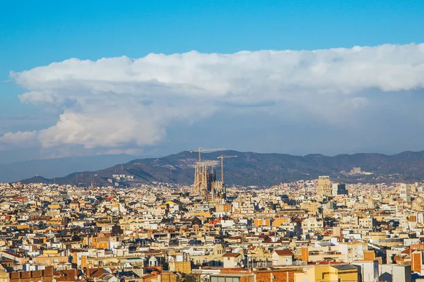 Vue Aérienne Barcelone Avec Sagrada Familia Arrière Plan Espagne — Photo