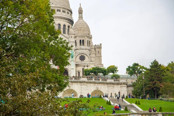 Jeesuksen Pyhän Sydämen Basilika Basilique Sacre Coeur Montmartren Kukkulalla Pariisissa — kuvapankkivalokuva