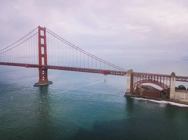 Aerial View Golden Gate Bridge San Francisco Covered Clouds Magical — Stock Photo, Image