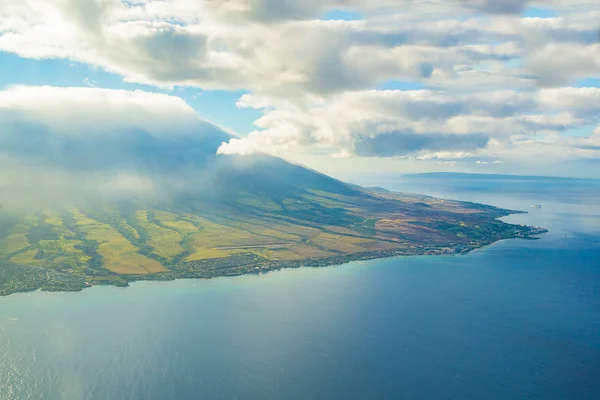 Absolut Epische Luftaufnahme Der Mauischen Insel Vom Ozean Aus Mit — Stockfoto