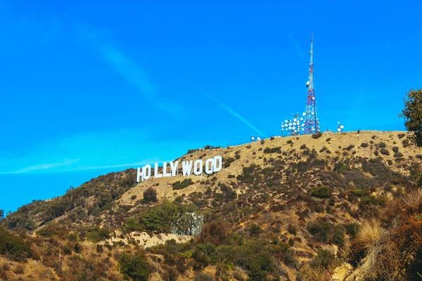 Distretto Segni Hollywood Los Angeles Vista Sulle Lettere Hollywood Lontano — Foto Stock