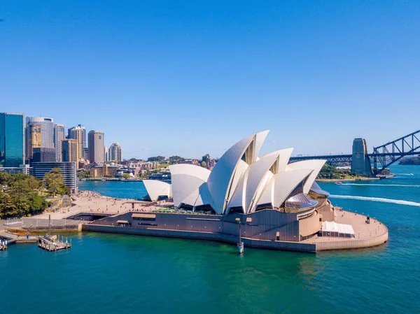 Vacker Utsikt Över Stadsdelen Sydney Harbour Med Harbour Bridge Botaniska — Stockfoto