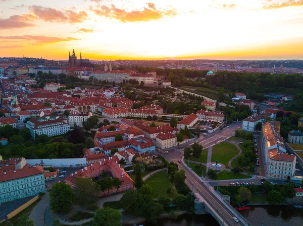 Prag Kalesi Saint Vitus Katedrali Çek Cumhuriyeti Prag Panoramik Havadan — Stok fotoğraf