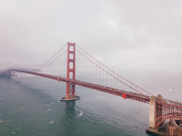 Gyönyörű Légi Jelenet Csendes Óceán Golden Gate Csatorna Alcatraz Sziget — Stock Fotó