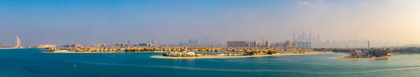 Schöne Palmeninsel Dubai Panoramablick Mit Dubais Skyline Inklusive Yachthafen Und — Stockfoto
