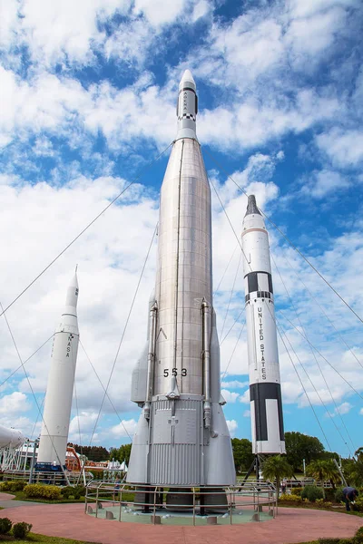 Rocket Garden Kennedy Space Center Features Authentic Rockets Space Explorations — Stock Photo, Image