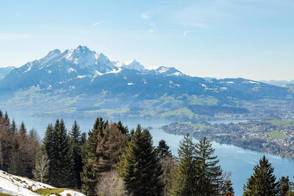 Weergave Van Prachtige Natuur Met Bergen Meer Zwitserse Alpen — Stockfoto