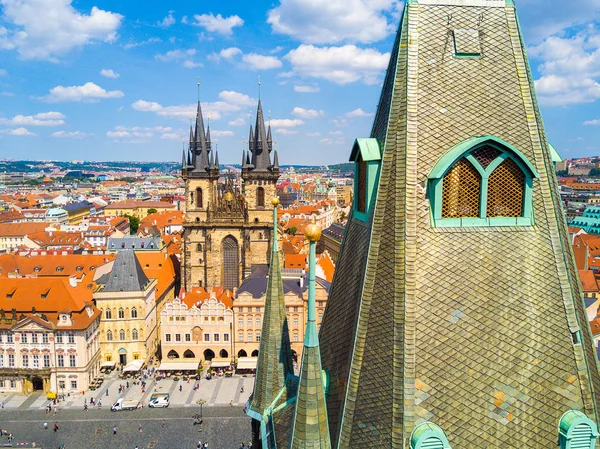 Belle Vue Aérienne Panoramique Ville Prague Haut Avec Vieille Ville — Photo