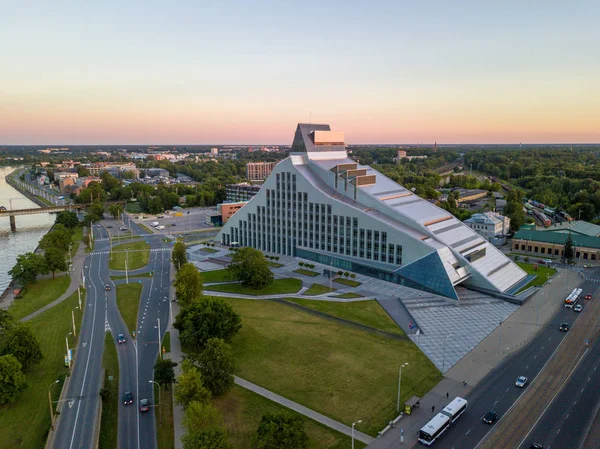 Aerial view of the National library in Riga — Stock Photo, Image