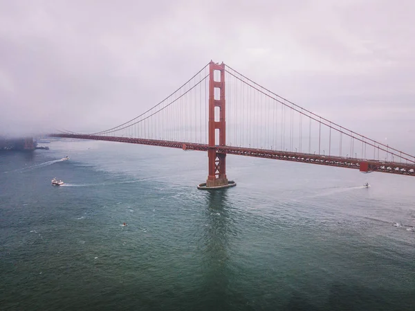 Vista Aérea Tirar Fôlego Ponte Golden Gate São Francisco Partir — Fotografia de Stock