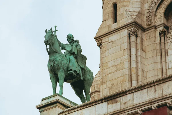 Statua Equestre San Luigi Sulla Basilica Sacre Coeur Parigi Francia — Foto Stock