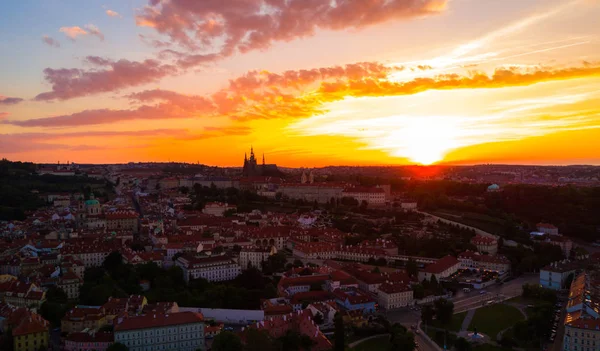 Pražský Hrad Saint Vitus Cathedral Česká Republika Letecké Panorama Prahy — Stock fotografie