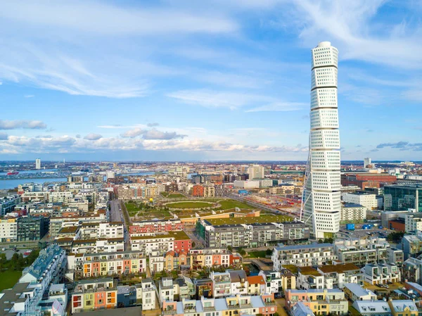 West Harbor area with the Turning Torso skyscraper — стоковое фото
