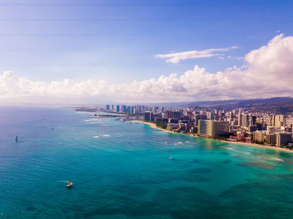 Honolulu Havai Vista Aérea Horizonte Honolulu Vulcão Diamond Head Incluindo — Fotografia de Stock