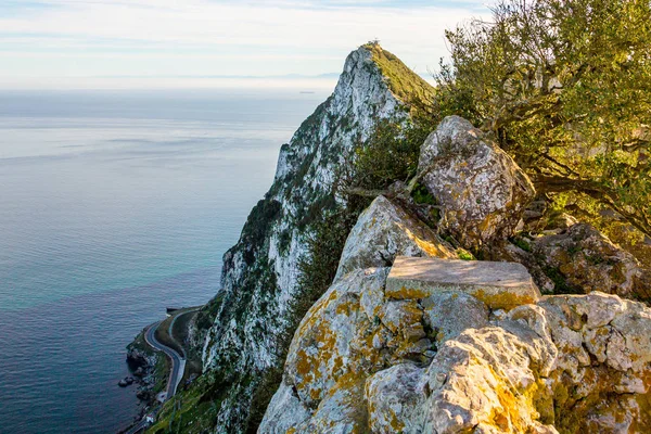 Belle Vue Depuis Sommet Rocher Gibraltar Sur Côte Africaine Maroc — Photo