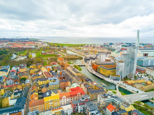 Luchtfoto uitzicht op de stad Malmö — Stockfoto