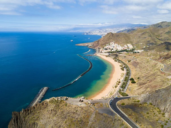 Erstaunliche Panorama Luftaufnahme Des Teresitas Strandes Auf Der Insel Teneriffa — Stockfoto