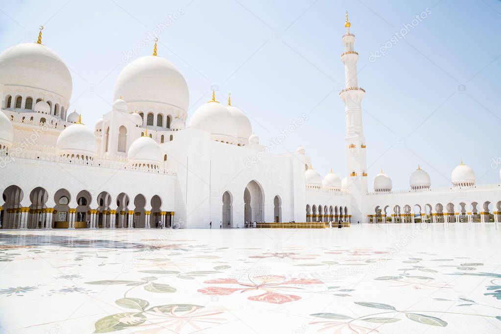 Beautiful empty Sheikh Zayed mosque at Abu-Dhabi, UAE