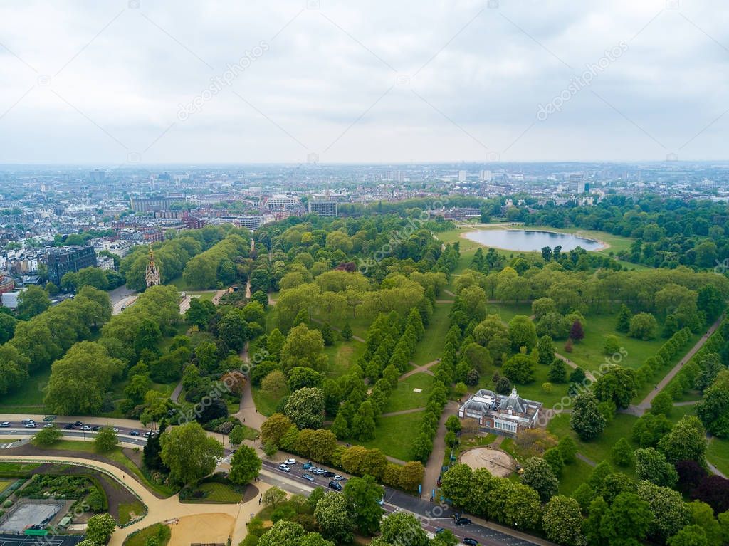 Aerial Hyde park view in London