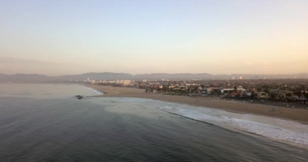 Wunderschöner Sonnenaufgang Panoramische Luftaufnahme Des Los Angeles Venedig Strand Von — Stockvideo