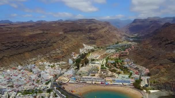 Impresionantes Vistas Aéreas Ciudad Gran Canaria Lomo Playa Con Yates — Vídeos de Stock