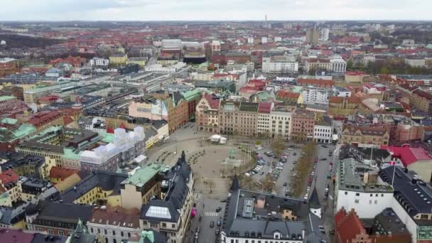 Vista Aérea Incrível Cidade Malmo Suécia Com Vista Para Pôr — Vídeo de Stock