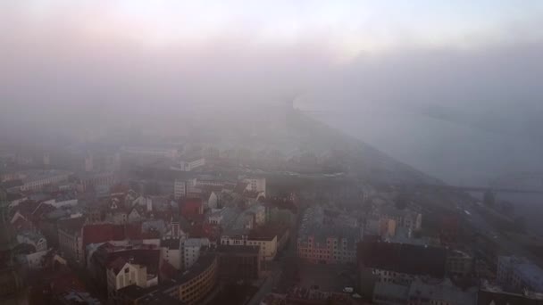 Fantastisk Stigande Utsikt Från Riga Staden Upp Luften Tills Ovan — Stockvideo