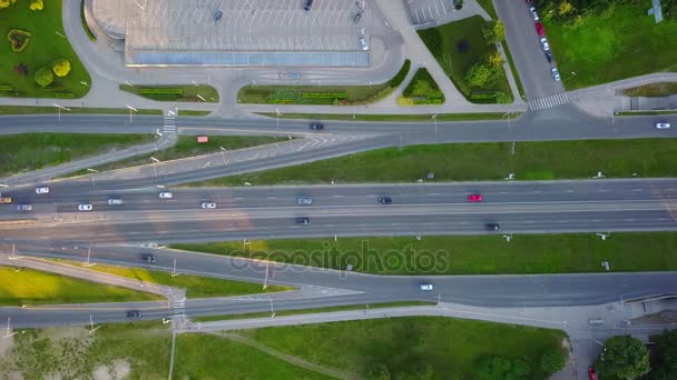 Вид Воздуха Перекрёсток Дорог Риге Латвия Возле Моста Ваньсу — стоковое видео