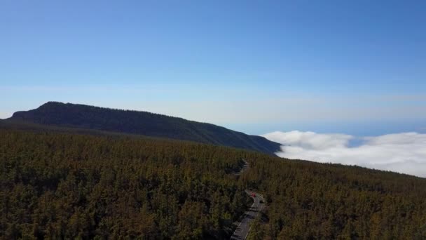 Bela Vista Panorâmica Aérea Vulcão Teide Cima Nuvens Voar Abaixo — Vídeo de Stock