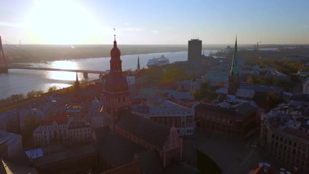 Úžasné Panoramatický Pohled Město Praha Shora Při Západu Slunce — Stock video