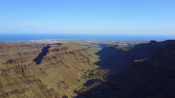 Aerial Utsikt Över Gran Canaria Canyon Spanien — Stockvideo