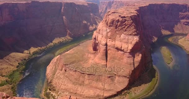 Vista Aérea Curva Ferradura Meandro Famoso Rio Colorado Perto Cidade — Vídeo de Stock