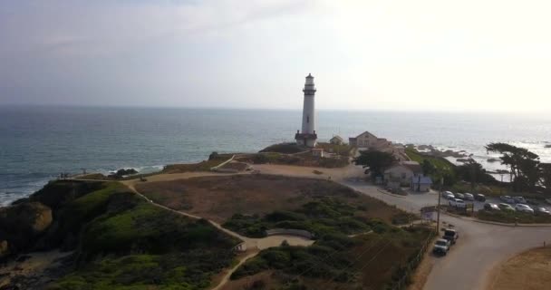 Fantastisk Flygfoto Över Pigeon Point Fyren Stilla Havet Nära San — Stockvideo