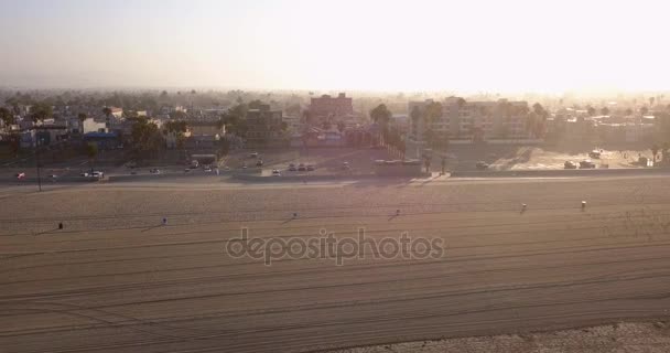 Hermosa Vista Panorámica Amanecer Playa Los Ángeles Venecia Desde Arriba — Vídeos de Stock