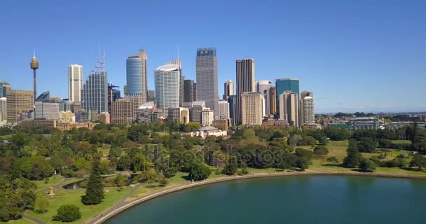 Vista Aérea Sydney Central Business Districs Royal Botanic Gardens Vista — Vídeo de Stock