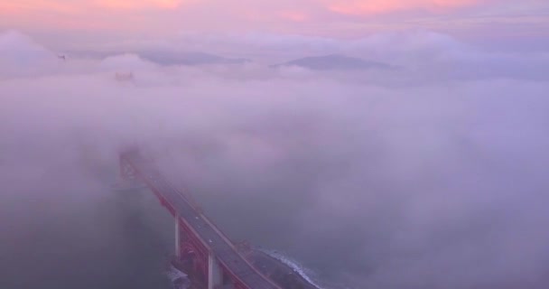 Luchtfoto Zonsondergang Luchtfoto Van Golden Gate Bridge San Francisco Boven — Stockvideo