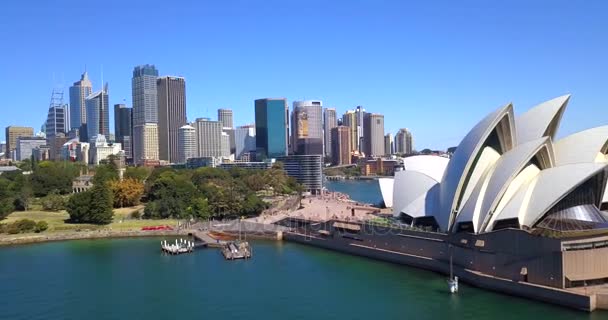 Opéra Sydney Prise Vue Aérienne Sur Baie Avec Horizon Sydney — Video