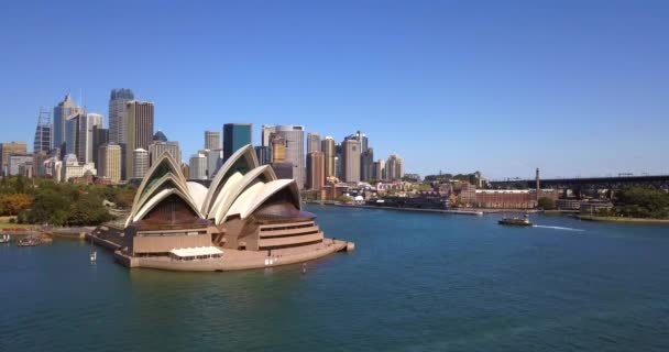 Légi Gyönyörű Kilátás Nyílik Harbour Bridge Mellett Sydney Operaház Április — Stock videók