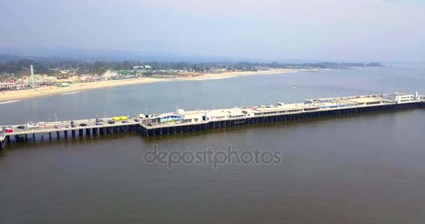 Aerial View Santa Cruz Pier California Longest Wooden Pier Usa — Stock Video