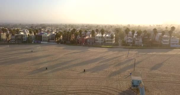 Los Angeles Stadt Küste Luftaufnahme Von Oben Bei Sonnenaufgang — Stockvideo