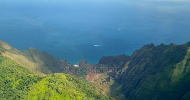 Amazing Aerial View Exotic Paradise Island Napali Coast Kauai Island — Stock Video