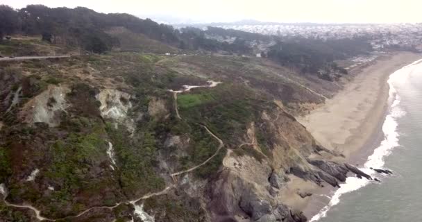 Aerial View Golden Gate Bridge San Francisco Cloudy Foggy Weather — Stock Video