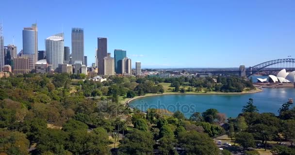 Filmové Letecká Scéna Opery Harbour Bridge Sydney Botanická Zahrada Zobrazení — Stock video