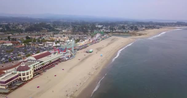 Fantastiska Flygfoto Staden Santa Cruz Kalifornien Stilla Havet Nära Monterey — Stockvideo