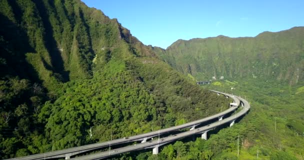 Imagens Aéreas Incríveis Vista Das Montanhas Pelas Famosas Escadas Haiku — Vídeo de Stock