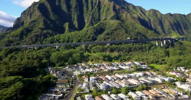 Amazing Aerial Footage View Mountains Famous Haiku Stairs Stairs Heaven — Stock Video