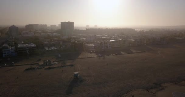 Vista Del Amanecer Ciudad Los Ángeles Sobre Océano — Vídeo de stock